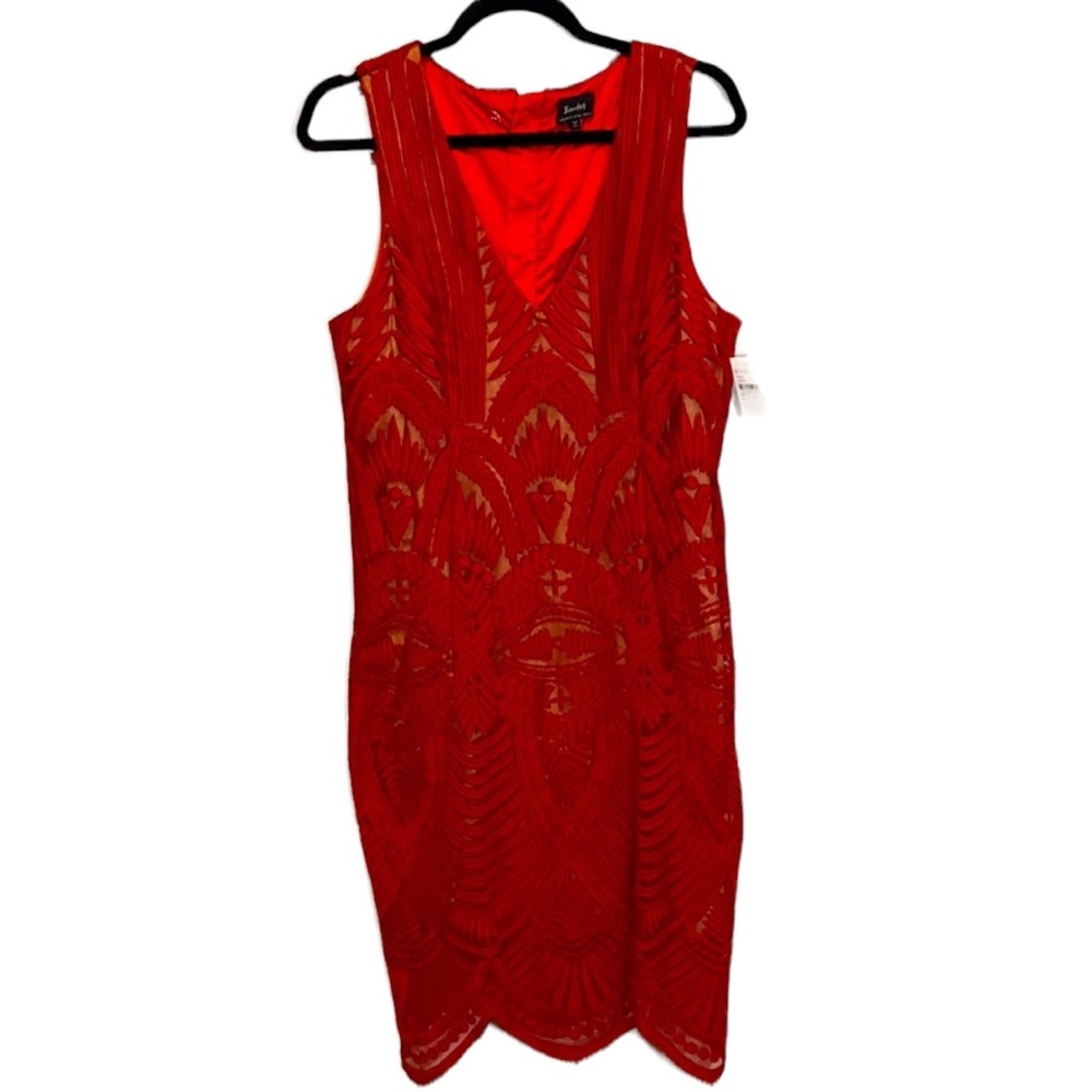 Bardot Nordstrom Red Lace Body Con Dress - Picture 1 of 5
